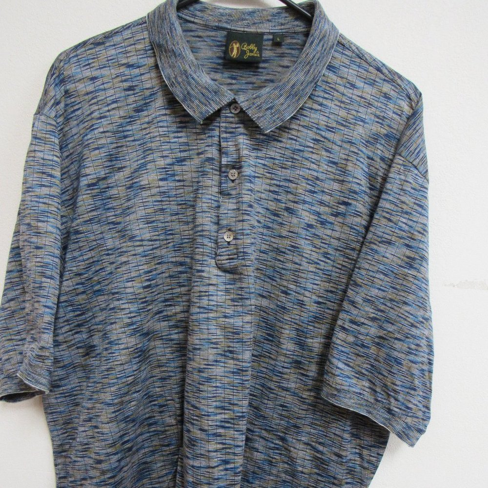 Bobby Jones Multi-Color Striped Short-Sleeve‎ Golf Polo Shirt Large